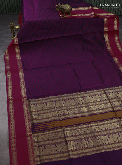 Purple & Pink Kanchipuram Silk Cotton Saree