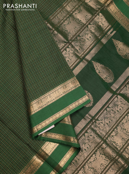 Green Kanchipuram Silk Cotton - Checks