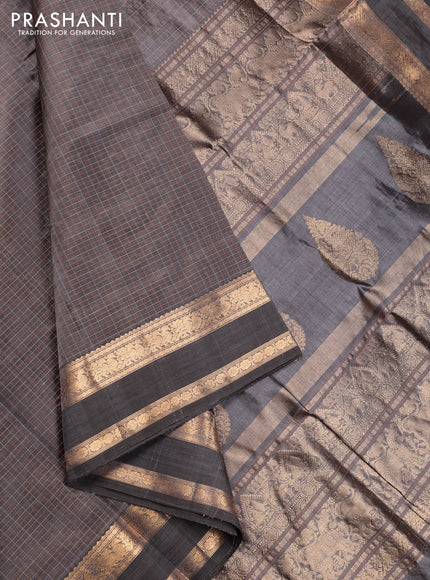 Grey Kanchipuram Silk Cotton - Checks