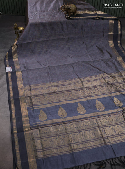 Grey Kanchipuram Silk Cotton - Checks