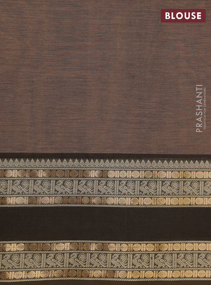 Pastel Brown & Olive Green Kanchipuram Silk Cotton - Buttas