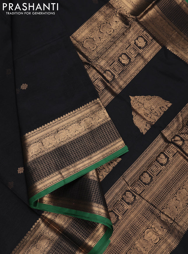 Black & Green Kanchipuram Silk Cotton - Buttas