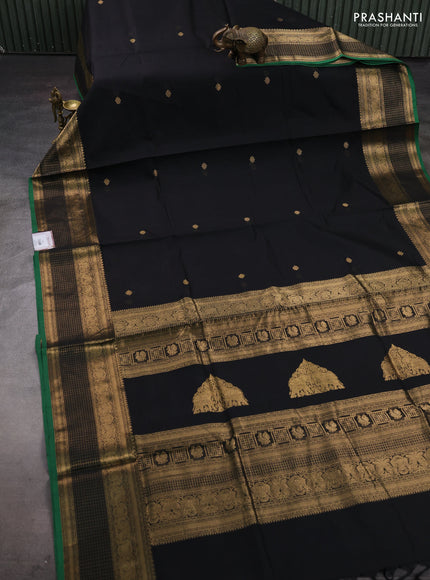 Black & Green Kanchipuram Silk Cotton - Buttas