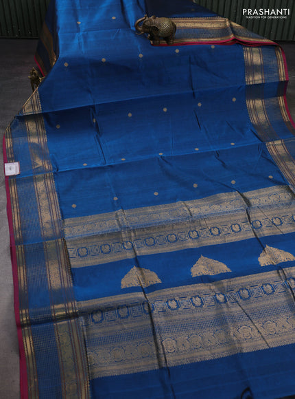 Peacock Blue Kanchipuram Silk Cotton - Buttas