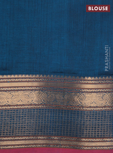Peacock Blue Kanchipuram Silk Cotton - Buttas
