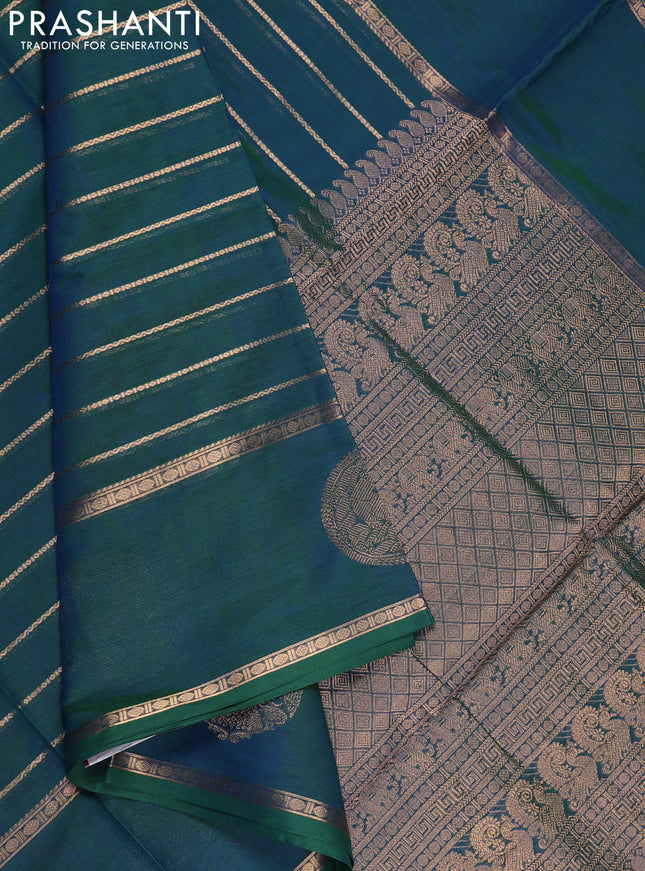 Peacock Blue Kanchipuram Silk Cotton - Velthari