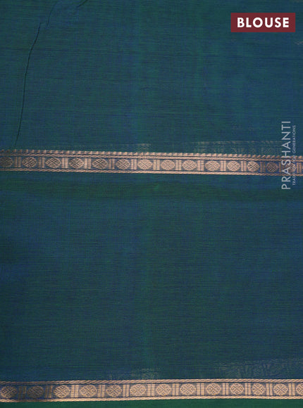 Peacock Blue Kanchipuram Silk Cotton - Velthari