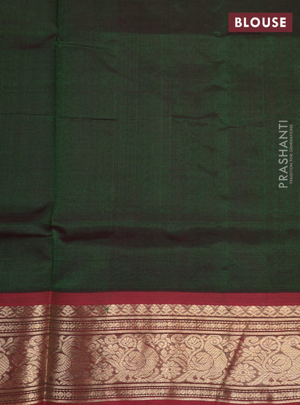 Green & Maroon Kanchipuram Silk Cotton - Checks