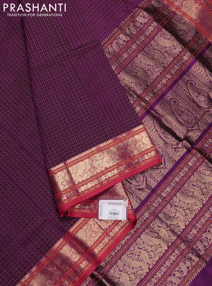 Purple & Pink Kanchipuram Silk Cotton - Laksha Deepam