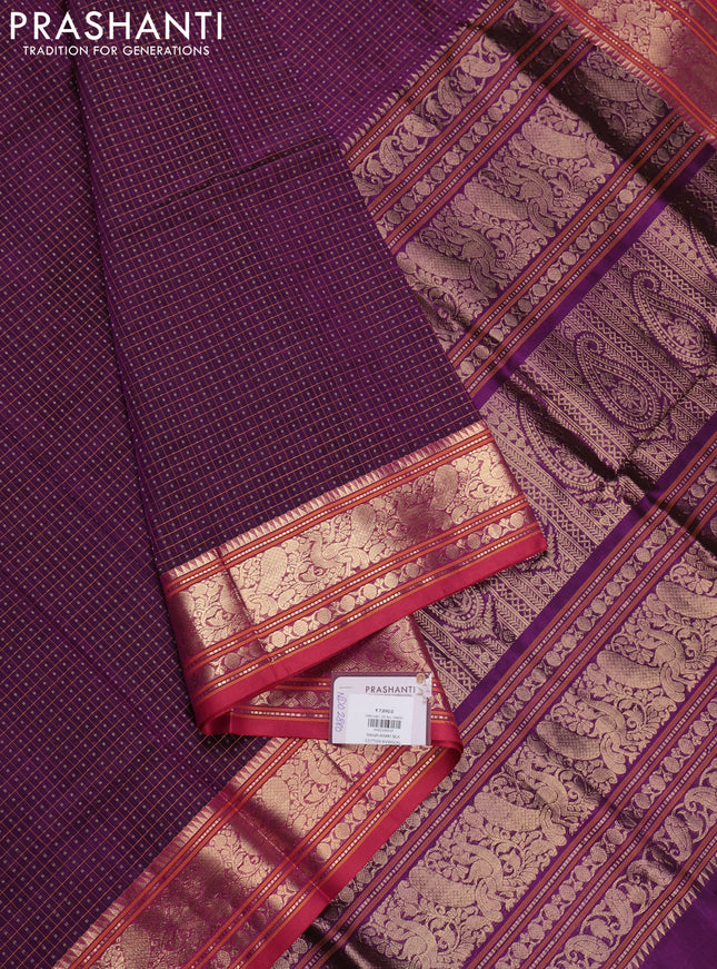 Purple & Pink Kanchipuram Silk Cotton - Laksha Deepam
