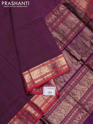 Purple & Pink Kanchipuram Silk Cotton - Laksha Deepam
