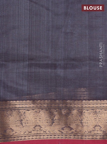 Grey & Red Kanchipuram Silk Cotton - Checks