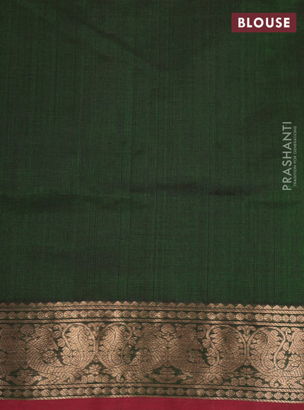 Green & Red Kanchipuram Silk Cotton - Checks
