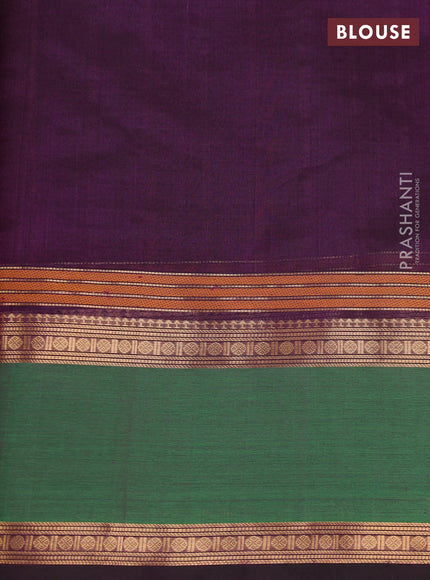 Purple & Green Kanchipuram Silk Cotton - Checks