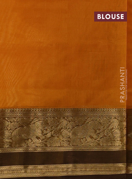 Mustard Yellow & Brown Kanchipuram Silk Cotton - Checks