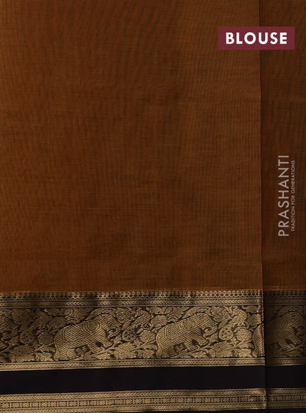 Mustard Yellow & Coffee Brown Kanchipuram Silk Cotton - Checks