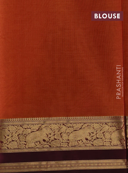 Orange & Maroon Kanchipuram Silk Cotton - Checks