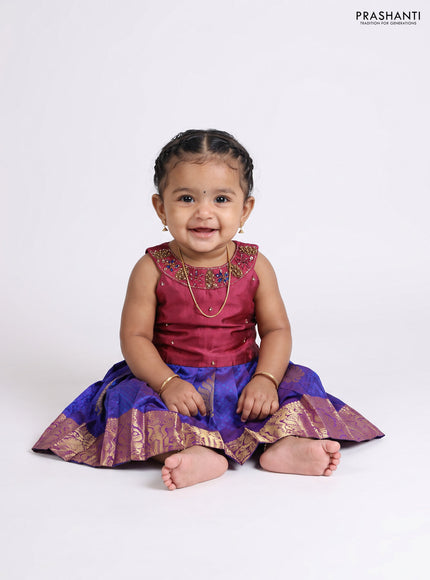 Magenta Pink & Violet Silk Frock