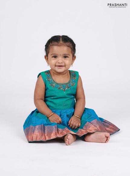 Teal Green & Teal Blue Silk Frock