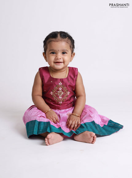 Magenta Pink & Lavender Silk Frock