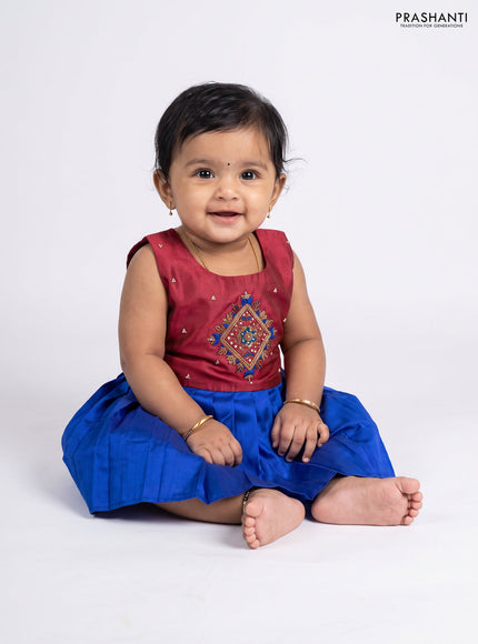 Magenta Pink & Blue Silk Frock