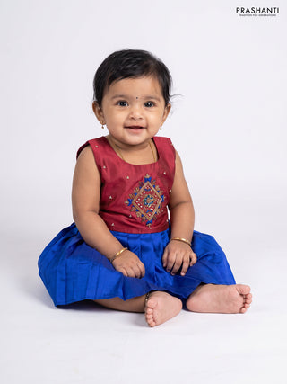 Magenta Pink & Blue Silk Frock