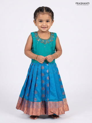 Teal Green & Teal Blue Silk Frock