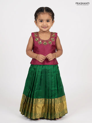 Magenta Pink & Green Silk Frock