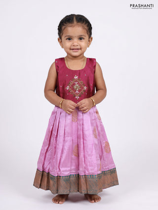 Magenta Pink & Lavender Silk Frock
