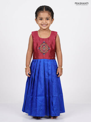 Magenta Pink & Blue Silk Frock
