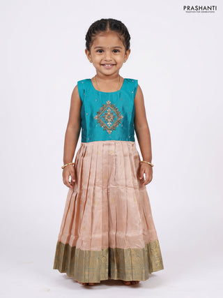 Teal & Sandal Silk Frock