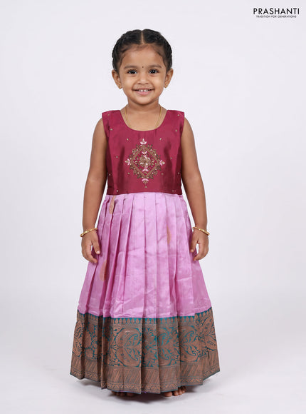 Magenta Pink & Lavender Silk Frock