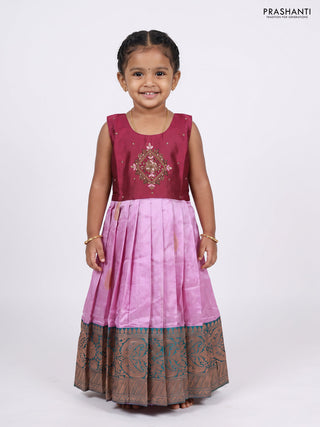 Magenta Pink & Lavender Silk Frock
