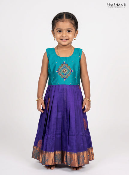 Teal & Blue Silk Frock
