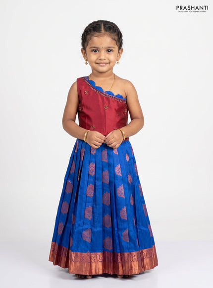 Magenta Pink & Blue Silk Frock