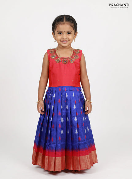 Pink & Blue Silk Frock