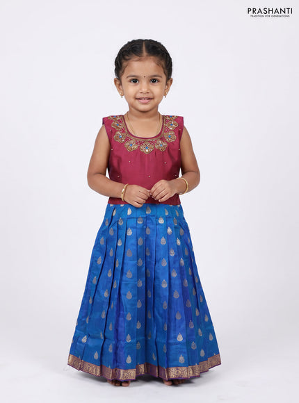 Magenta Pink & Blue Silk Frock
