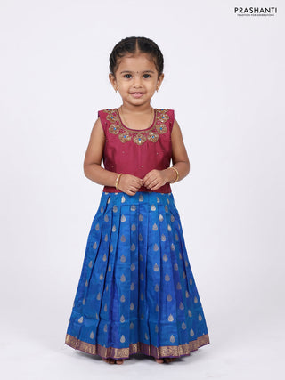 Magenta Pink & Blue Silk Frock