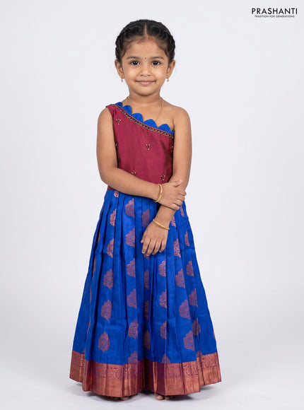 Magenta Pink & Blue Silk Frock