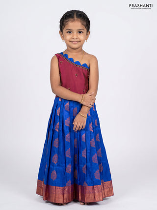 Magenta Pink & Blue Silk Frock