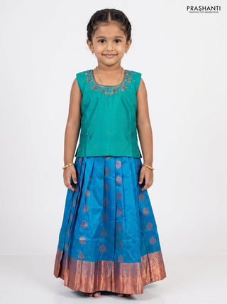 Teal Green & Teal Blue Silk Frock