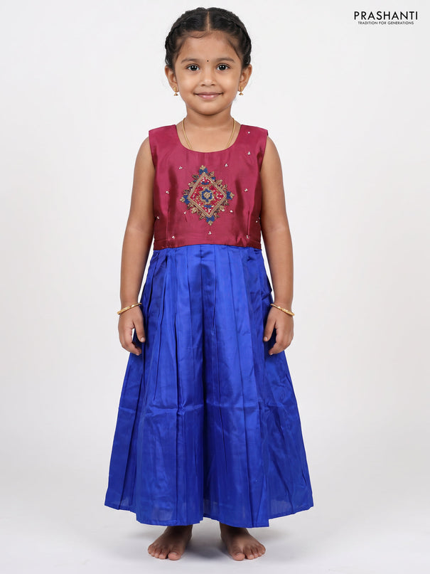 Magenta Pink & Blue Silk Frock