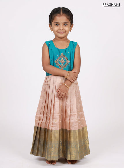 Teal & Sandal Silk Frock