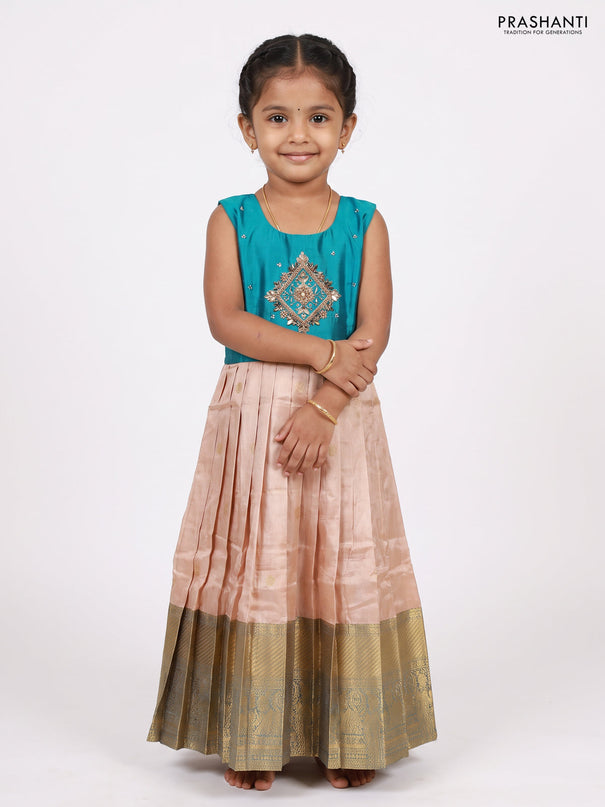 Teal & Sandal Silk Frock