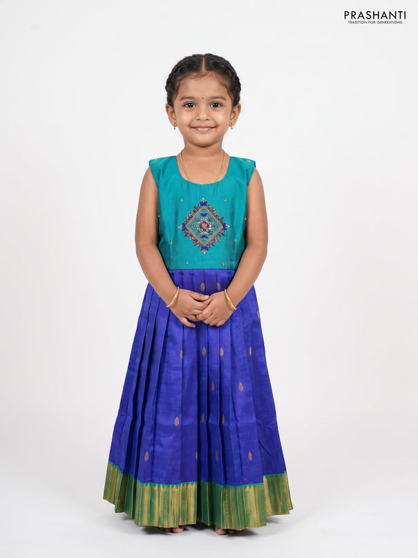 Teal & Blue Silk Frock