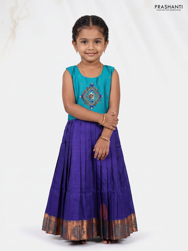 Teal & Blue Silk Frock
