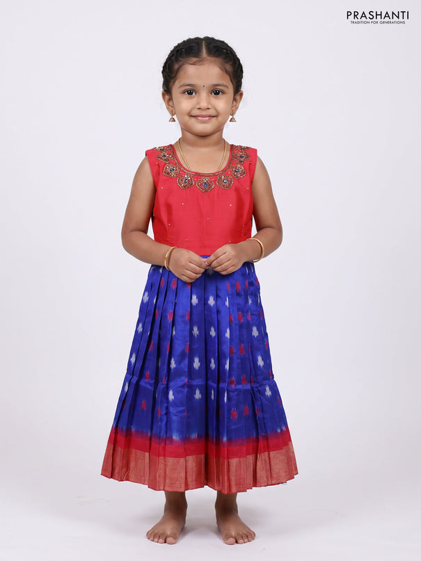 Pink & Blue Silk Frock
