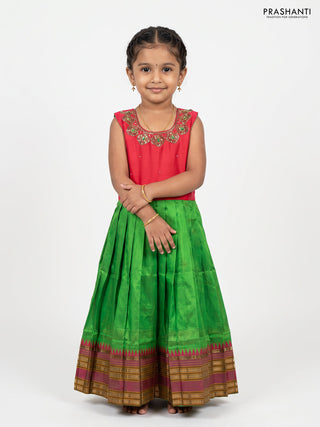 Pink & Green Silk Frock