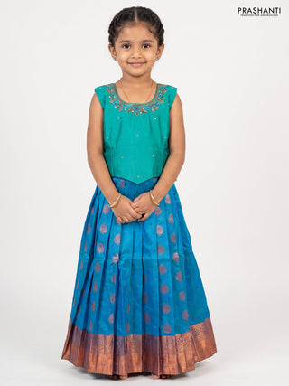 Teal Green & Teal Blue Silk Lehenga