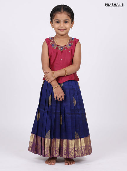 Magenta Pink & Violet Silk Lehenga